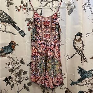 Angie Multicolor Bohemian Mini Dress runs a little smaller